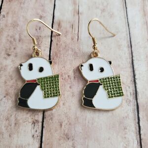 Gold Panda Earrings, Wildlife Jewelry